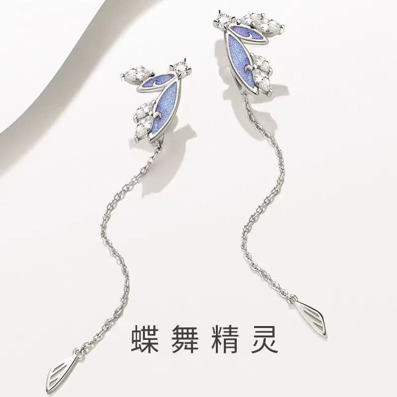 Orecchini con nappa fata farfalla smaltata Lsy per donna, lusso leggero, fascia alta, versatile, orecchini di design di nicchia, nuovi orecchini in stile coreano, fata farfalla
