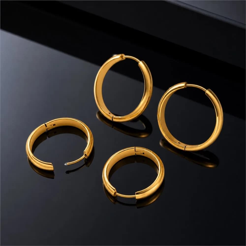 4Pcs Stainless Steel Round Hoop Earring Fashion Ear Piercing Jewelry For DIY Women Men Simple Daily Charm Jewelry Making Finding