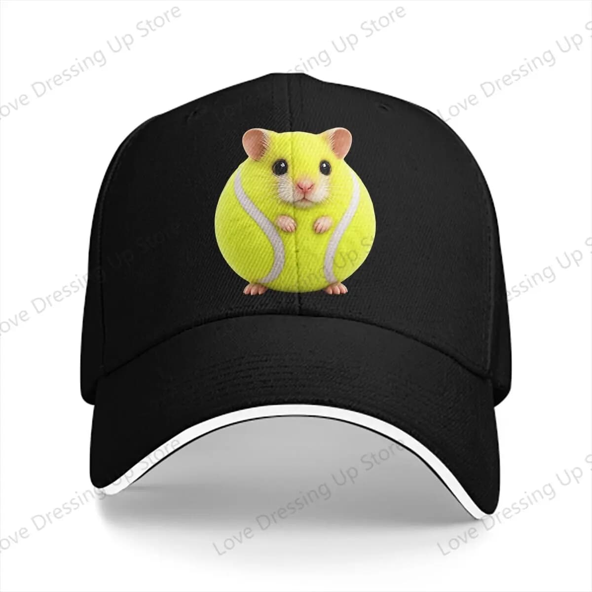 Summer Hip Hop Lucky Hamster Hamster Tennis Ball Humor Baseball Cap Outdoor Running Hat Truck Driver Caps Unisex Gift