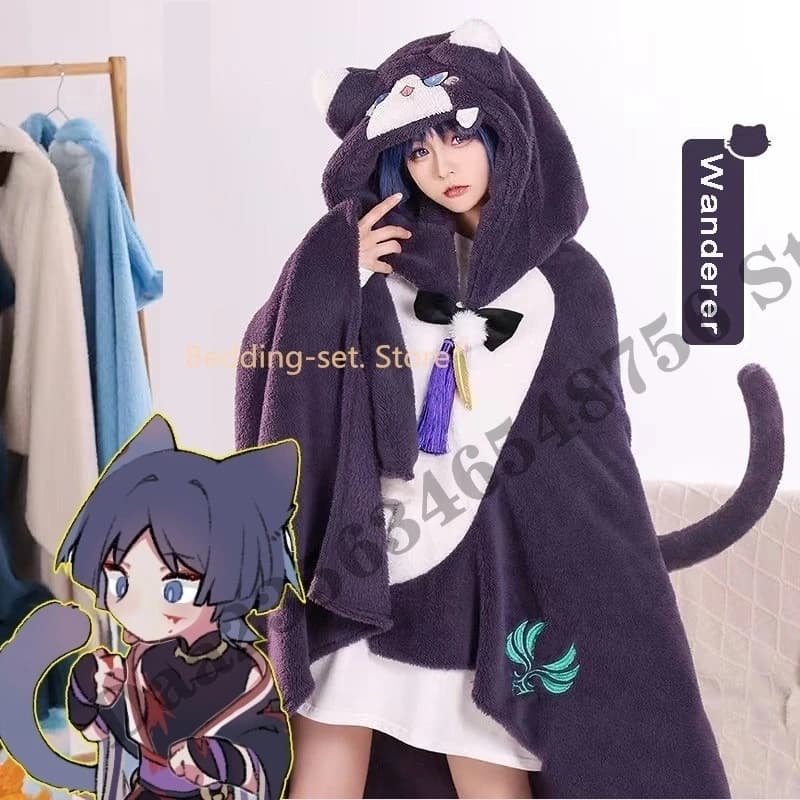 Kawaii Game Anime Hu Tao Cosplay Blanket CThree Piece Bedding Set - Luxury Comforter Set with Queen King Size Including Anime