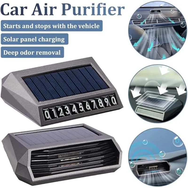 Purificatore d'aria per auto alimentato a energia solare Ozonizzatore Eliminatore di odori di anione Generatore di ozono Numero di telefono cellulare Purificatore d'aria per auto
