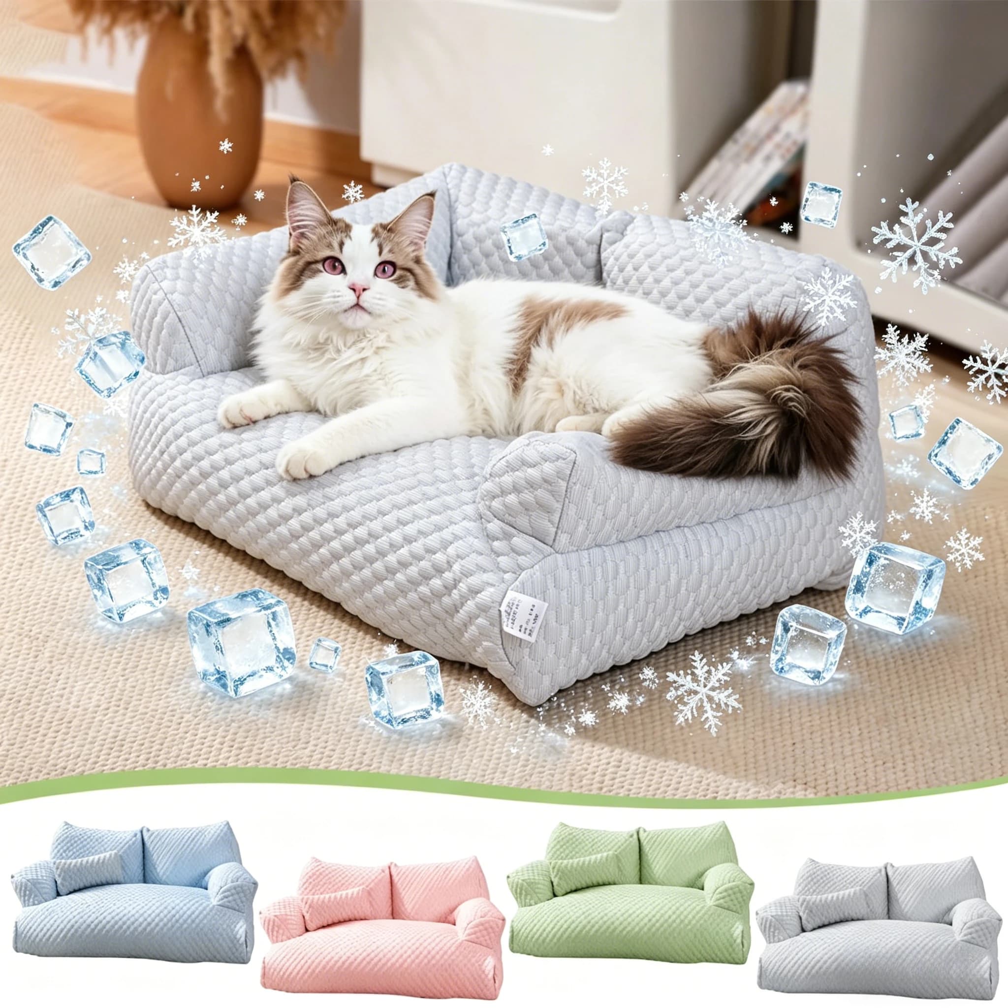 Cuccia Rinfrescante per Cani e Gatti da Interno, Letto Estivo Rinfrescante per Animali Domestici, Divano Letto Lavabile per Cuccioli e Gattini di Piccola e Grande Taglia, Antiscivolo