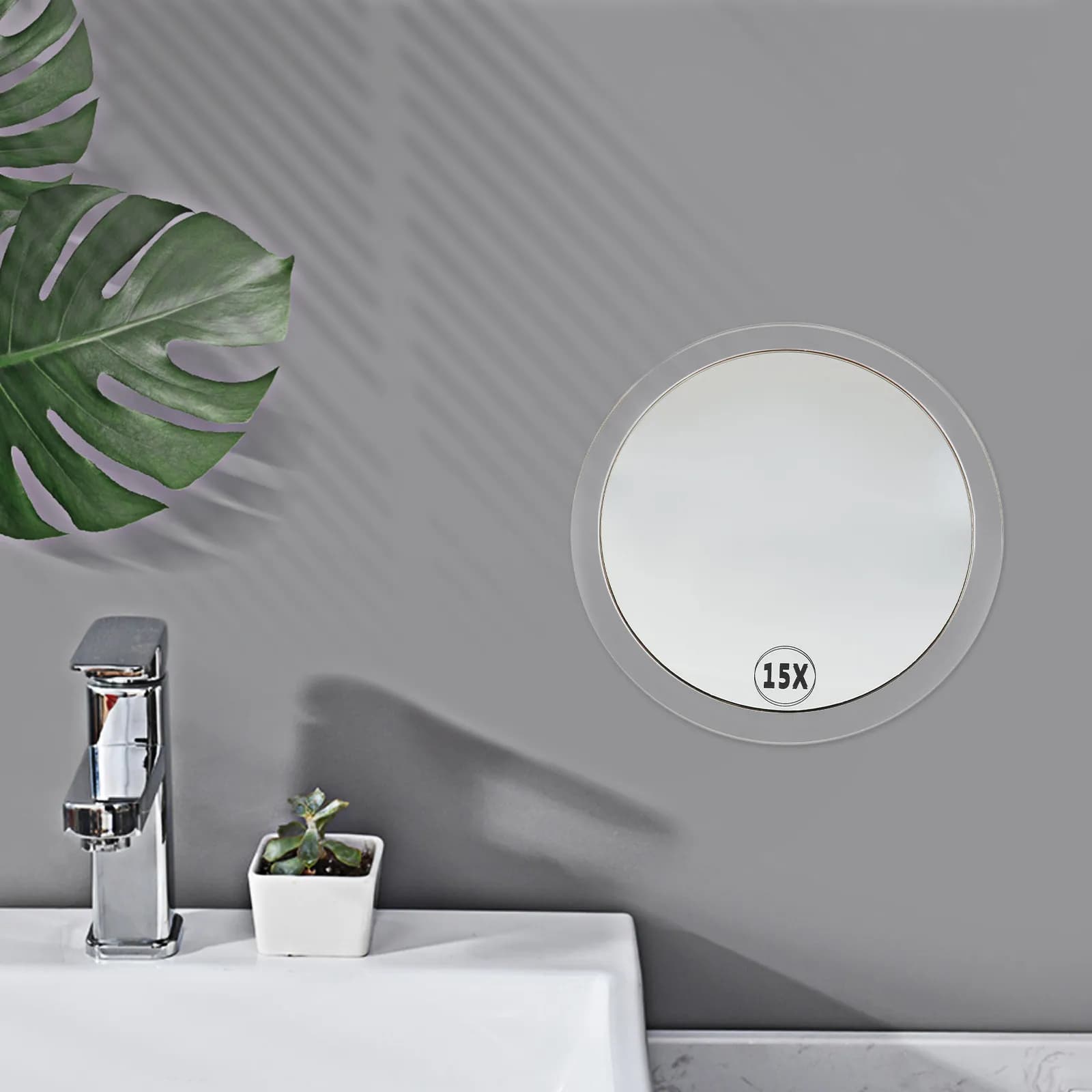 Specchio Ingranditore con Ventosa per Bagno, Monofacciale, Portatile per Trucco, Installazione Stabile, Compagno di Viaggio