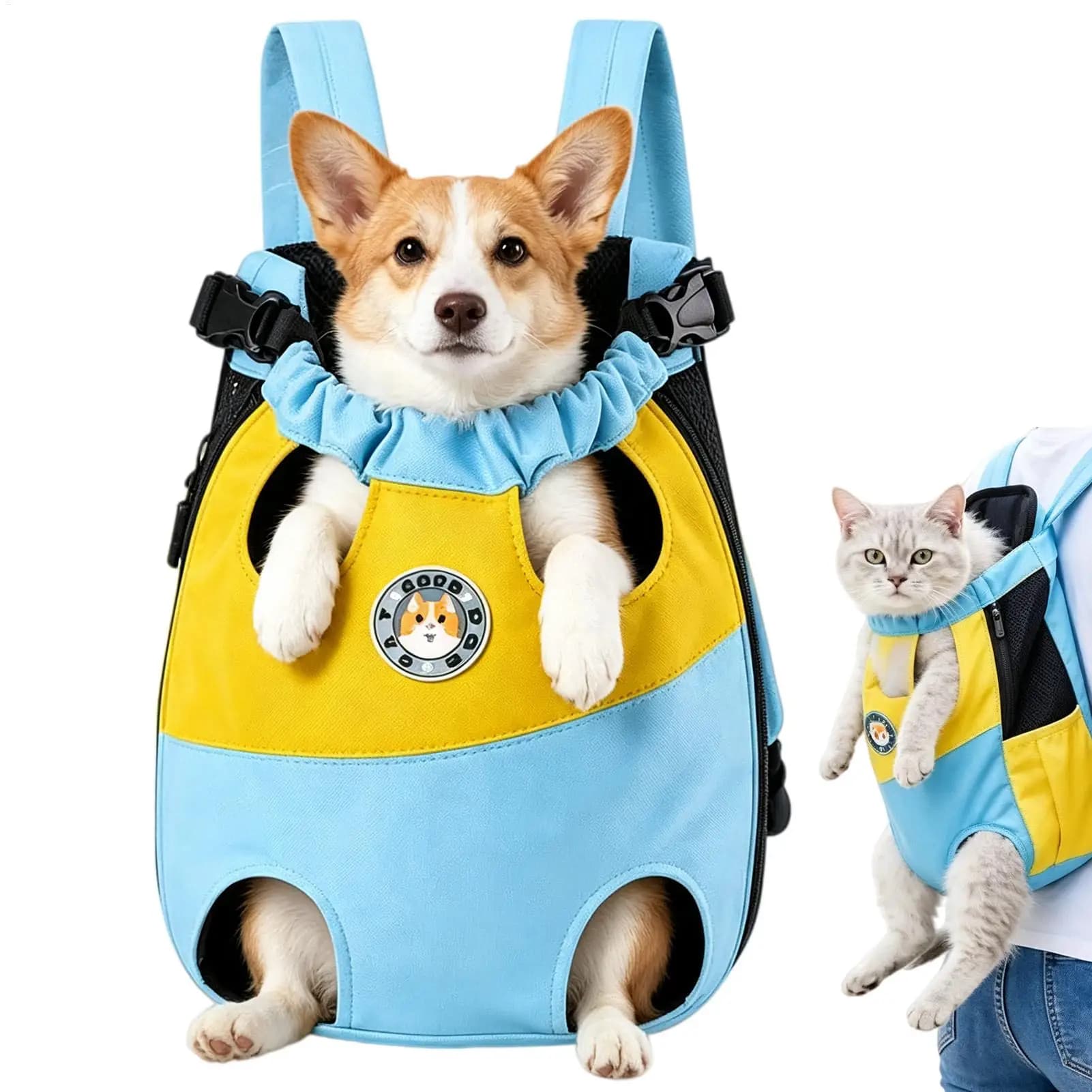 Dog Chest Carrier Pet Leg-Out Breathable Chest Backpack Hands-Free Cat Front Carrier for Commuting Riding Walking Daily Camping