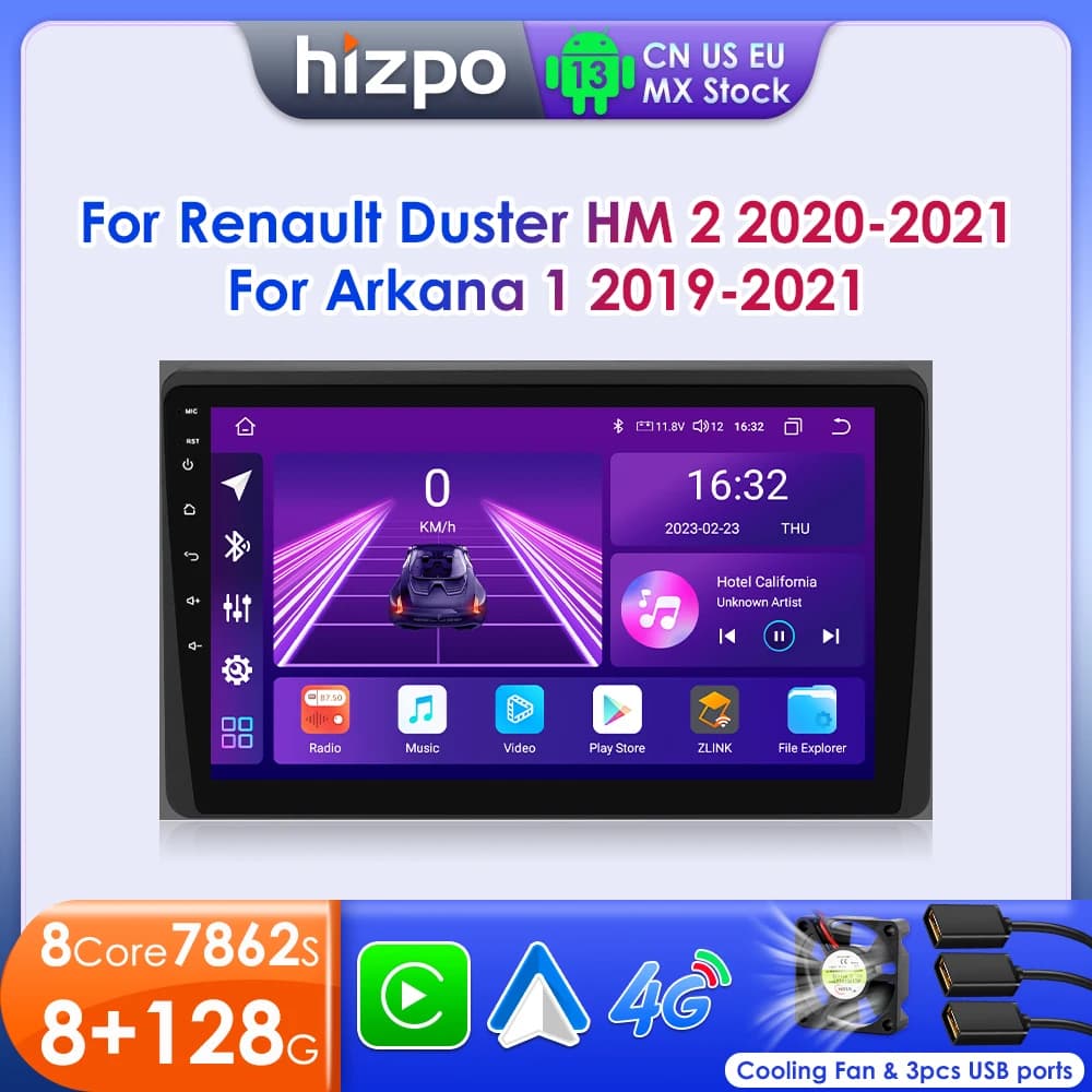Hizpo autoradio per Renault Duster HM 2 2020 2021 Arkana 1 2019-2021 Wireless CarPlay Android Auto No 2din DVD 8Core 8 + 128G GPS