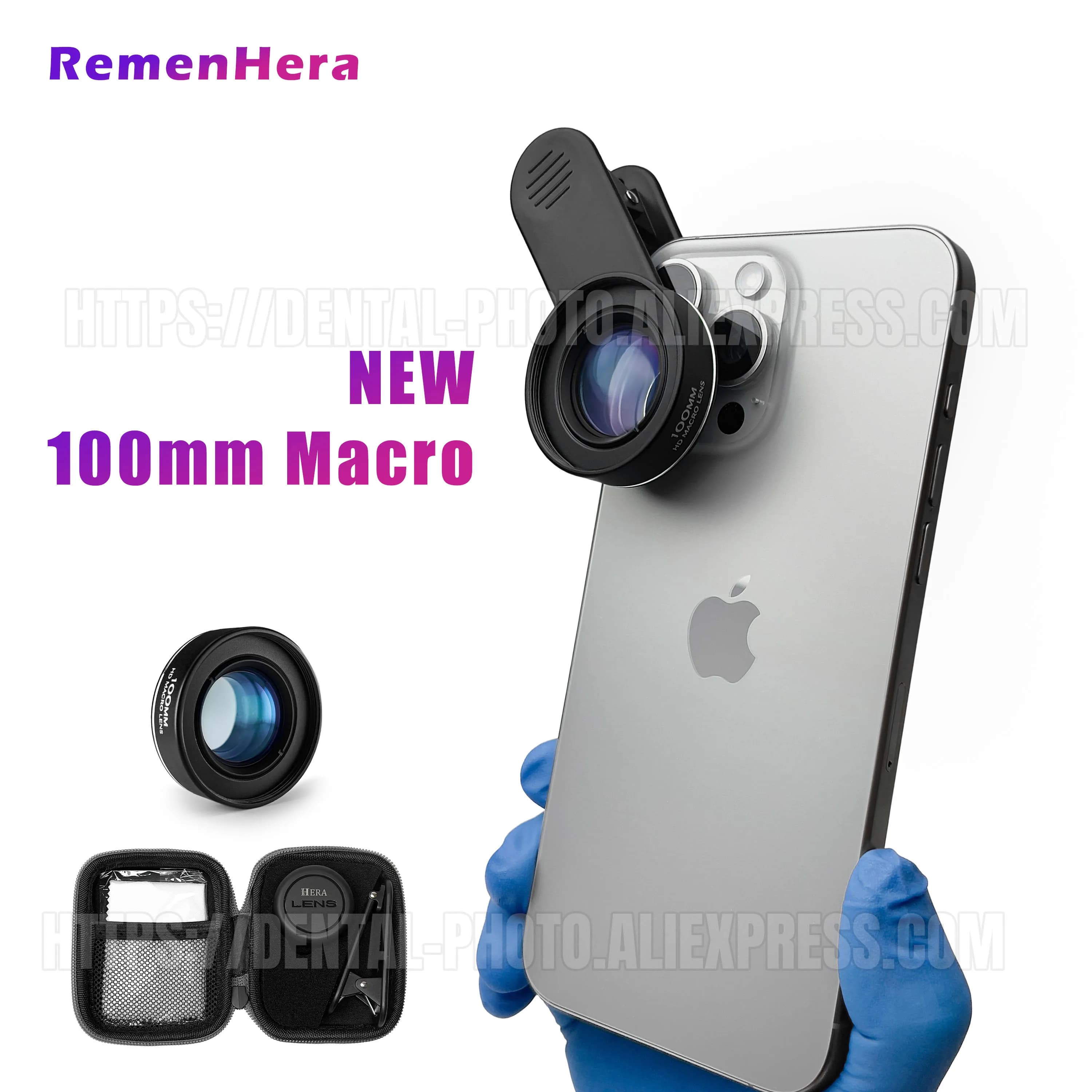 Obiettivo macro da 100 mm per smartphone Obiettivo per fotocamera HD Strumento per fotografia mobile per unghie dentali Trucco per occhi Foto Video
