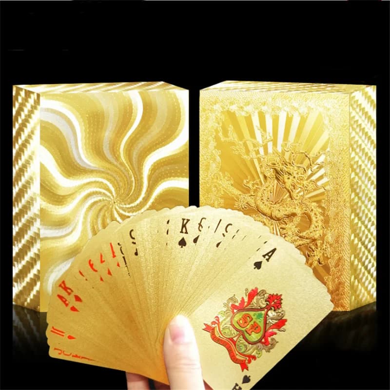 Carte da gioco in oro gioco di Poker in plastica Deck Foil Pokers pack carte magiche collezione regalo di carte impermeabili gioco da tavolo