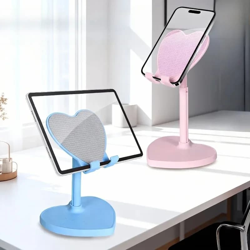 Supporto per telefono regolabile con montatura a forma di cuore | Supporto Retrattile per Cellulare da Scrivania, Stand Flessibile e Portatile per Telefono/Tablet