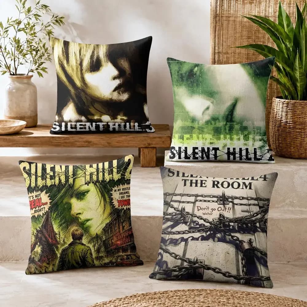 S-Silent Hill Game Cushion Cover Summer Coolness Linen Organic Fabric Sofa Pillow Case Double-Sided Printing Home Decor