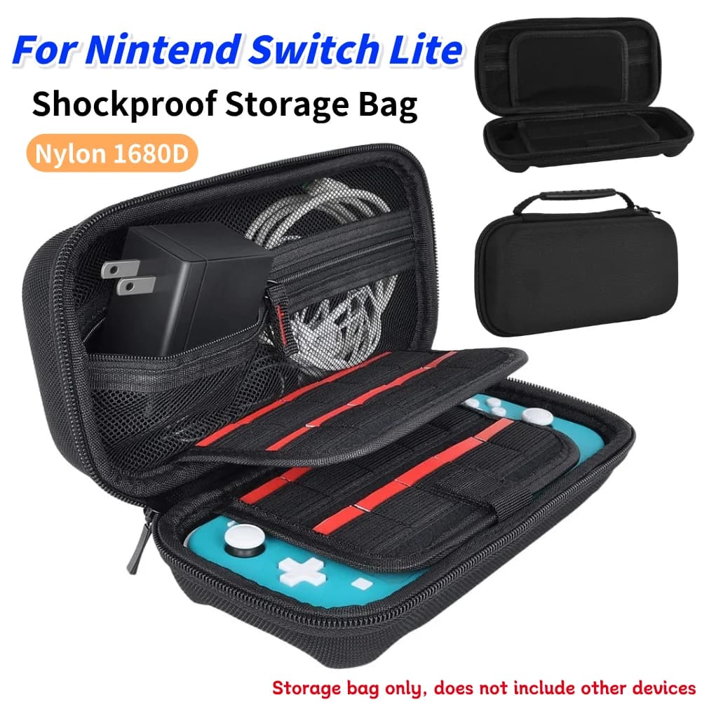 Borsa da viaggio custodia rigida in Nylon EVA custodia ispessita antigraffio a doppio scomparto antipolvere per Switch Lite