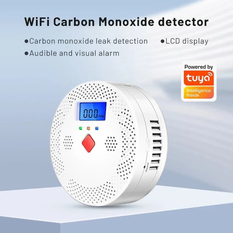 Tuya Wifi Carbon Monoxide Detector CO Sensor Alarm Intelligent Sound And Light Alarm Home APP Display Detector