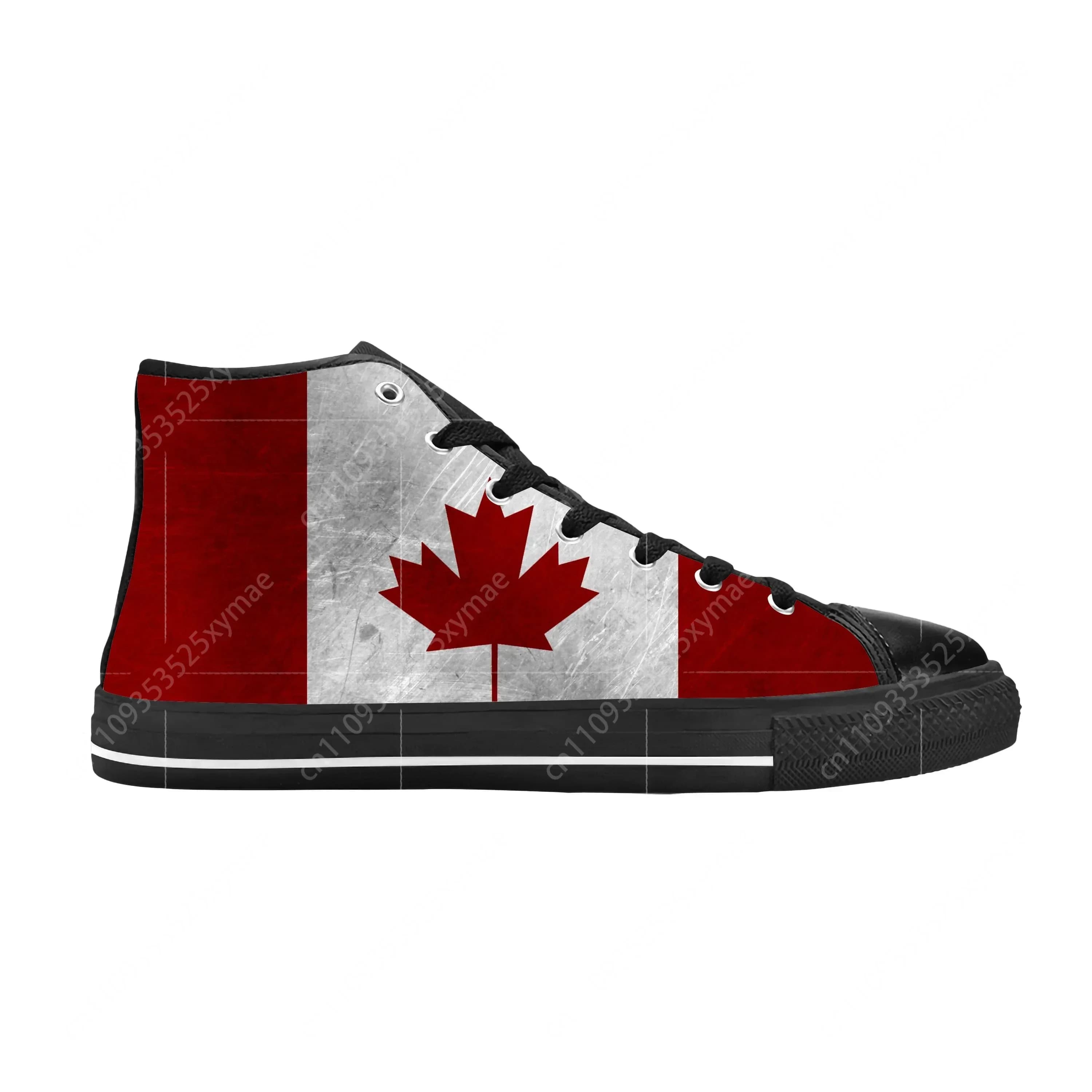 Scarpe in tessuto casual alla moda con bandiera canadese, orgoglio patriottico, comode e traspiranti, con stampa 3D, sneakers da uomo e da donna