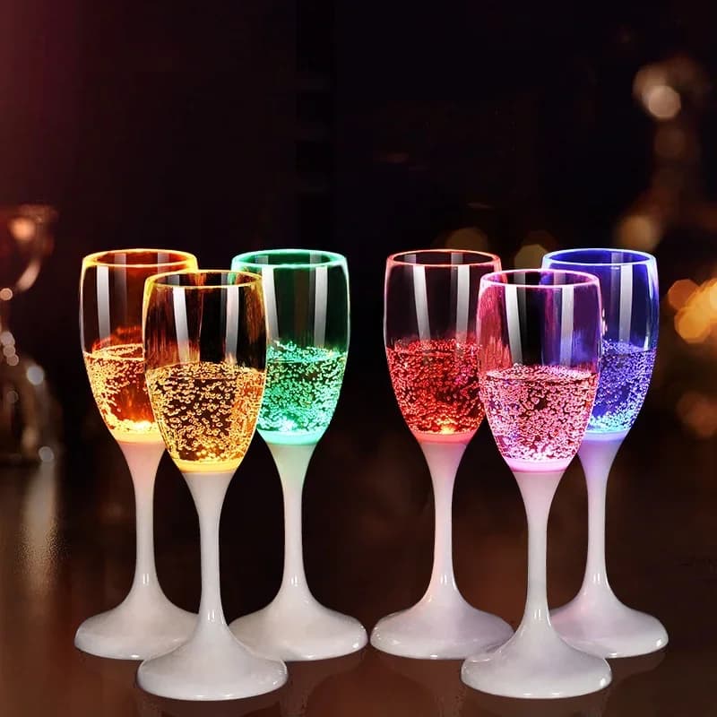 6PCS Wine Glass Wedding Champagne Glasses Lover Wedding Glass Goblet Banquet Wedding Decoration Led Luminous Creative Cup