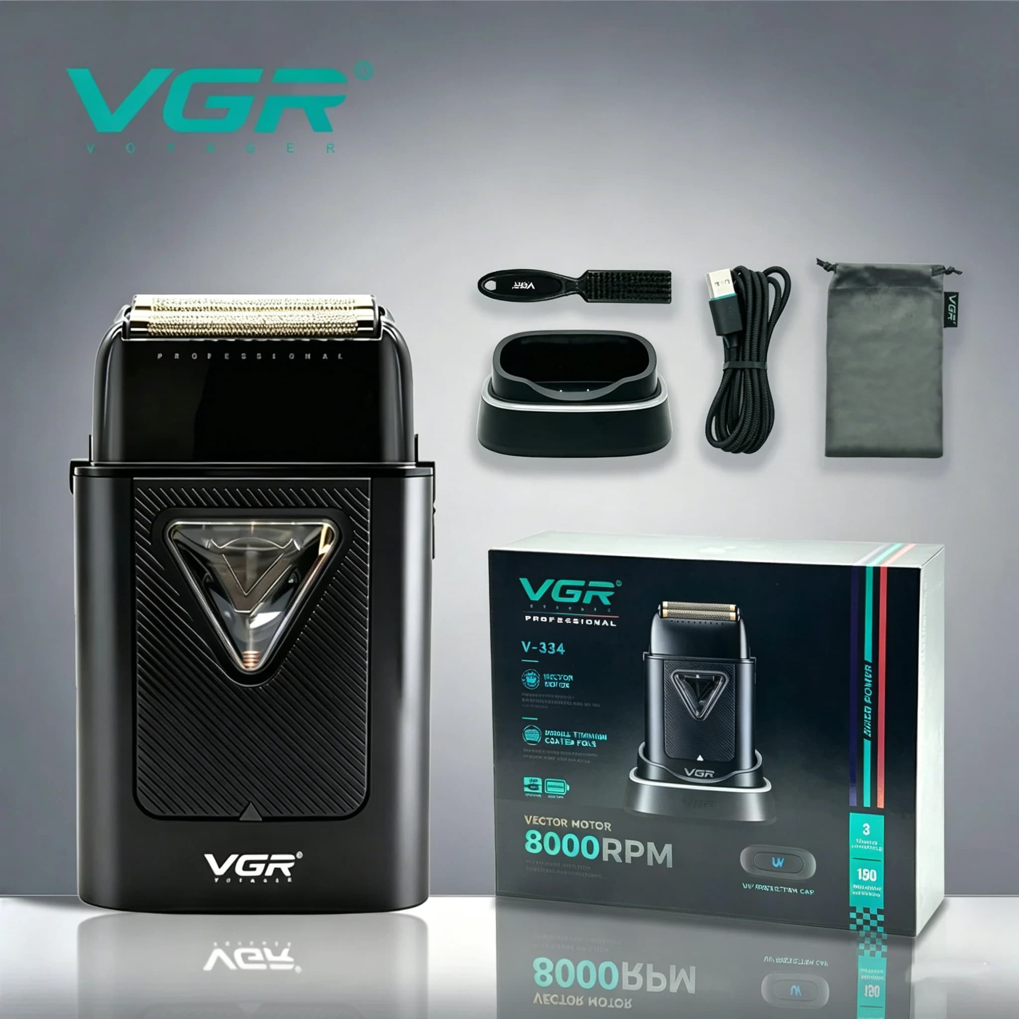VGR Improved Rulebarba Professional Razor 9000 RPM Razor High Power Razor Refill Base Electric Razor Regulated Man V-334