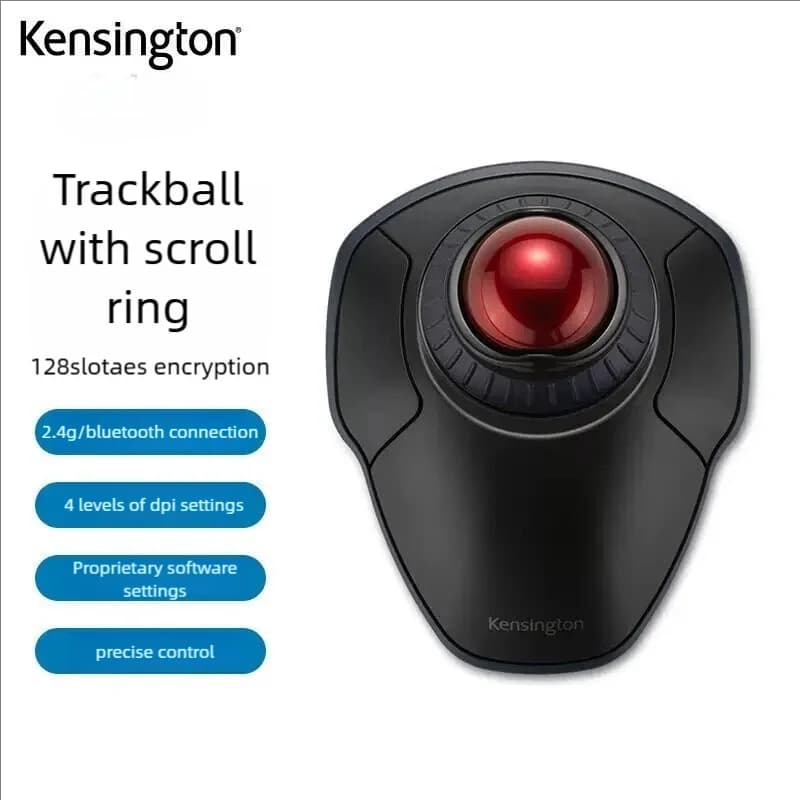 Kensington Orbit 2.4G Wireless Trackball with Slide Ring K70992 Gaming Mouse Roller with 128-bit AES encryption for PC/laptop