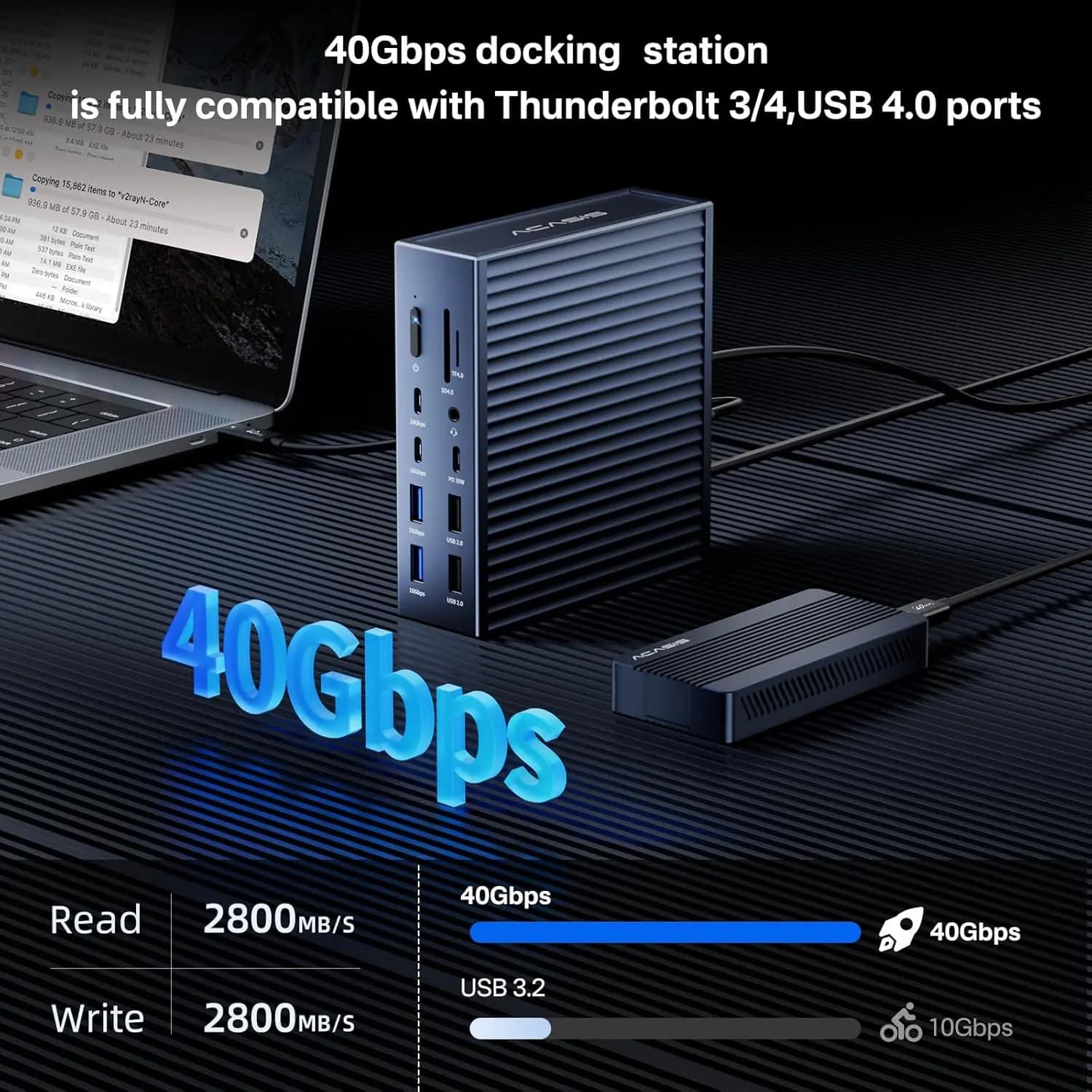 Dock 4 - 21 porte, doppio monitor Docking Station Pro, HDMI 8K60Hz, Ethernet 2,5 GbE, SD/TF 4.0, 10 Gbps 7*USB C/A, audio da 3,5 mm