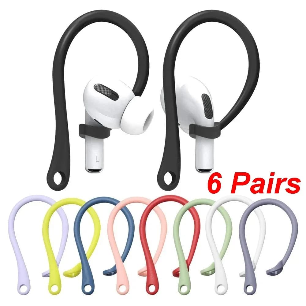 6 Pairs Silicone Ear Hooks for Accessories Anti-fall Bluetooth Earphone Holder for 3 Sports EarhooksApple AirPods Pro