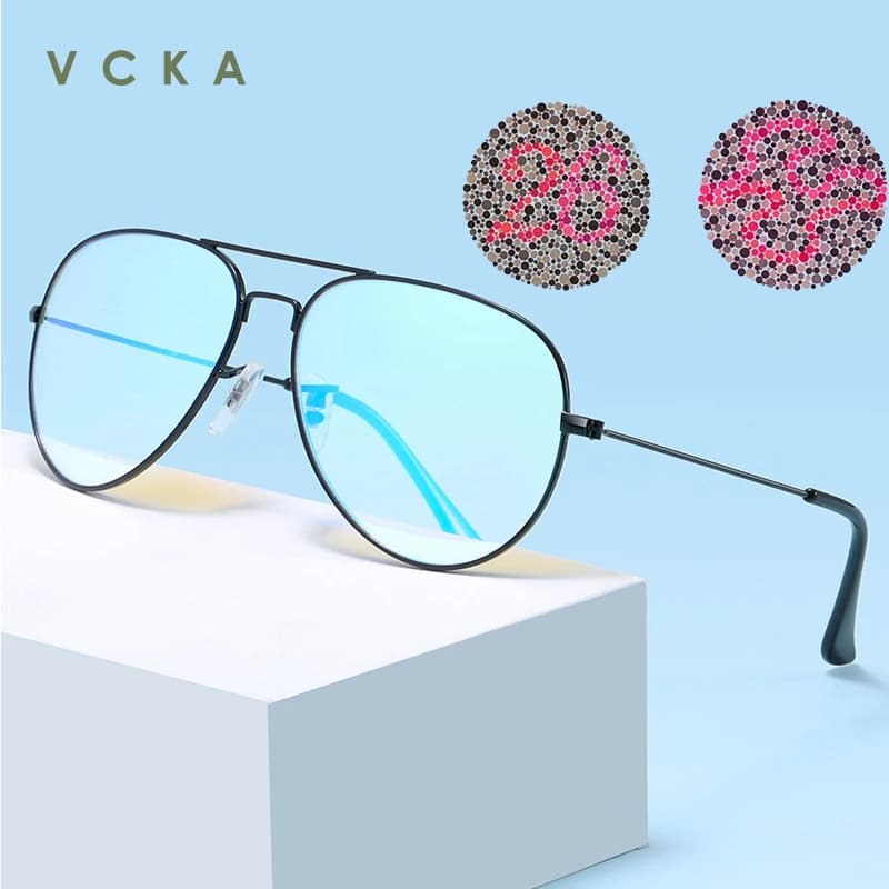 VCKA Pilot Classic Red-green-blind occhiali deboli montatura in metallo in acciaio inossidabile occhiali da vista a colori speciali per vedere le immagini