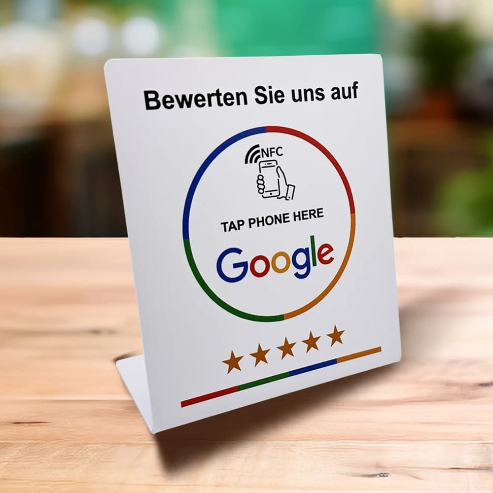 Supporto per scheda NFC Tap Tedesco Francese Spagnolo Inglese Versione 4 Revisione Google Supporto NFC Display da tavolo NFC per ristorante