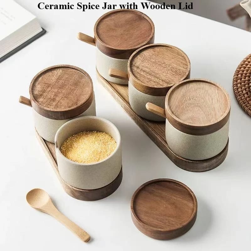 Ceramic Seasoning Tank Household Kitchen Salt Monosodium Glutamate Seasoning Tank Set Barbecue Oil Tank