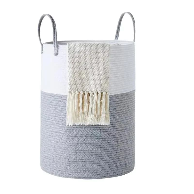 Cotton rope high round handle bag dirty clothes laundry storage basket can store sundries toys
