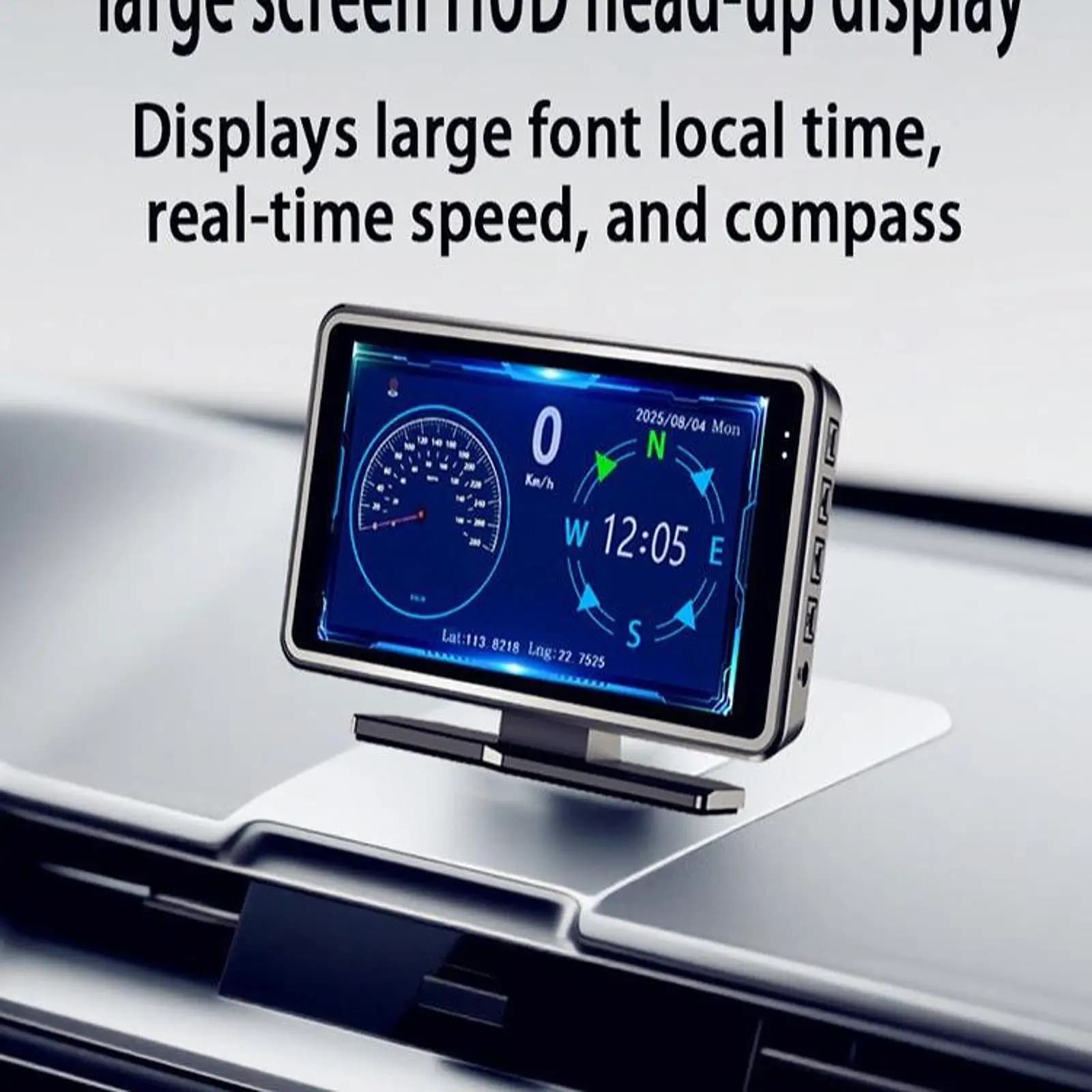 Display Head-Up per Auto 1080P con Dash Cam Integrata, GPS e Tachimetro, Pannello Digitale Universale per Visione Notturna e Navigazione
