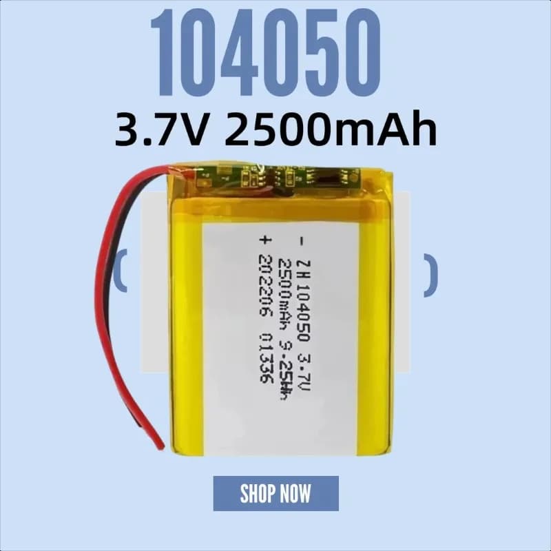 Batteria ricaricabile ai polimeri di litio 104050 3.7V 2500mAh per fotocamera, walkie-talkie, navigatore GPS, auricolare Bluetooth