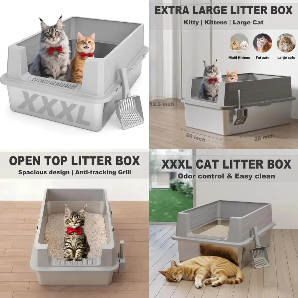 Lettiera extra large chiusa in acciaio inossidabile con coperchio per gatti di grandi dimensioni, lettiera XXL con controllo degli odori per gattini grandi