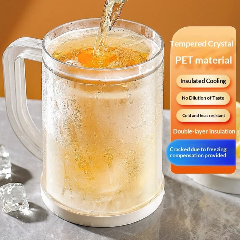 Tazza refrigerante a doppio strato, tazza per birra ghiacciata estiva, tazza congelabile, tazza creativa per bevande fredde per feste in casa