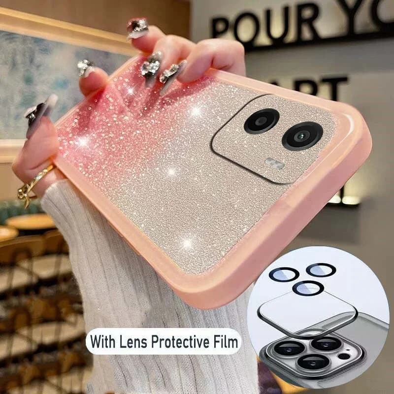 Skinlee Per Moto G06 Power Case Tinta unita Glitter Paillettes Cover morbida per Moto G06 Power Camera Proteggi involucro posteriore