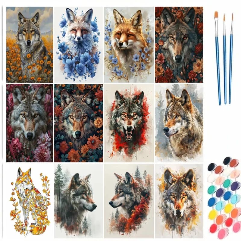 Painting By Numbers Hand Wolf on The Prairie Animals Adult Acrylic Kit DIY Acrylic Paint Canva Home Decorate Personality Gift