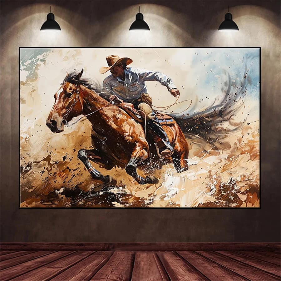 Kit di immagini per ricamo con diamanti Nuovo cowboy occidentale che cavalca pittura con diamanti trapano completo mosaico punto croce arte della parete