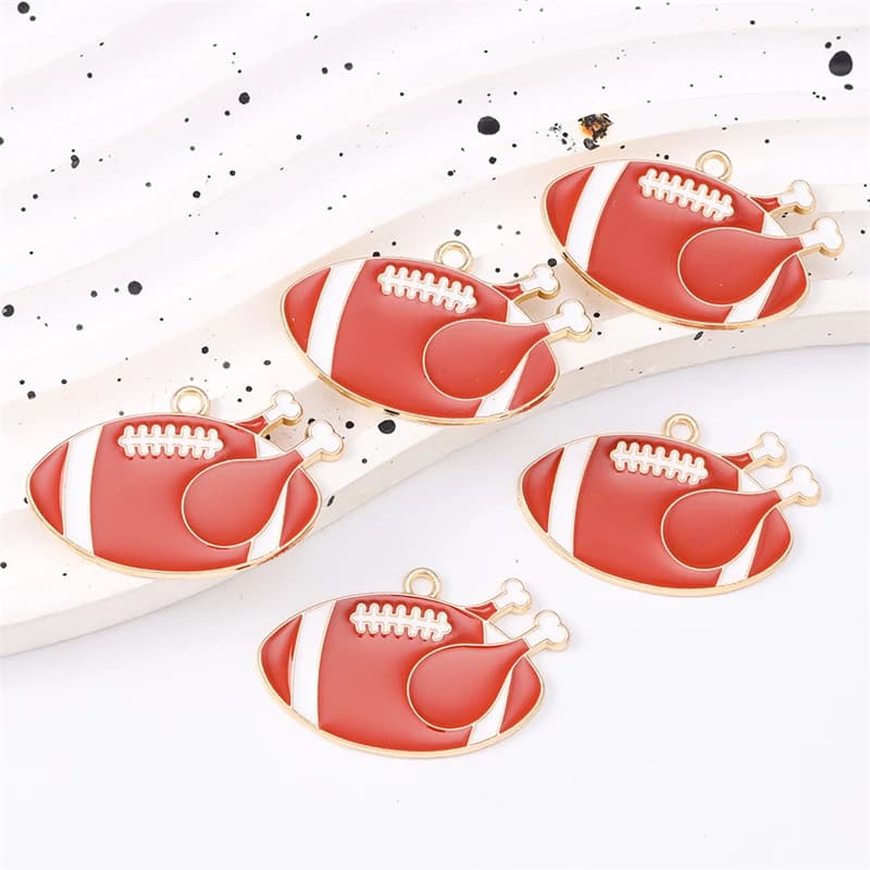 Duarte 20Pcs/Lot Cute Enamel Sports Rugby Cap Bat Charms Pendants for Jewelry Making Drop Earrings Necklaces DIY Crafts Supplies