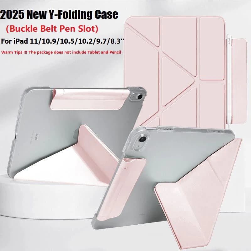 Custodia magnetica Y-Fold per iPad A16 11th 2025 2024 Air11 Air4 5 Pro11 12.9 5th 6th 10.5 10.2 8 9th 10th Portapenne con cintura con fibbia