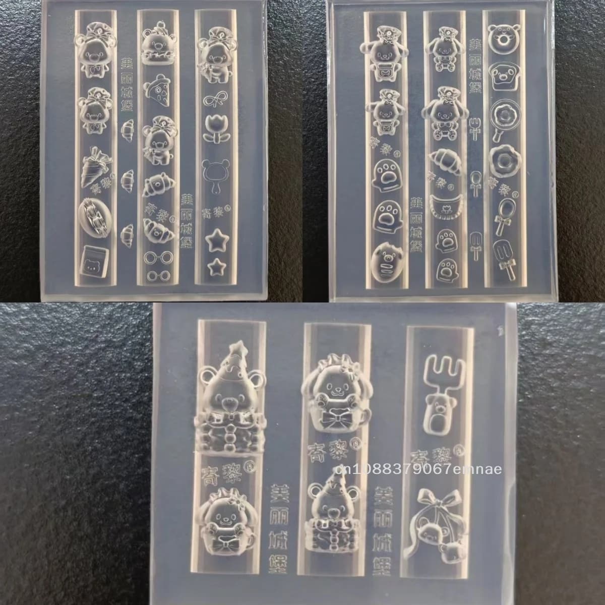 [ZYAS] Stampo 3D in Silicone per Unghie, Design Carino Orso Cane, per Torte, Gelati, Dessert, Trasparente, per Decorazione Unghie Fai da Te