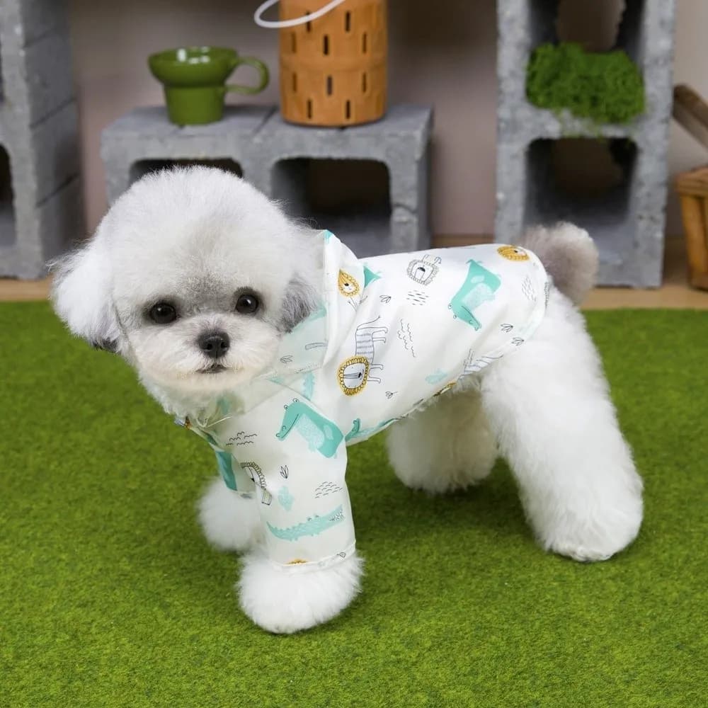 Abbigliamento per Animali Domestici: Impermeabile con Cappuccio per Cani con Stampa Cartoon Ape, Poncho Leggero in PVC per Cuccioli con Anello a D, Mantella Impermeabile per Animali da Esterno