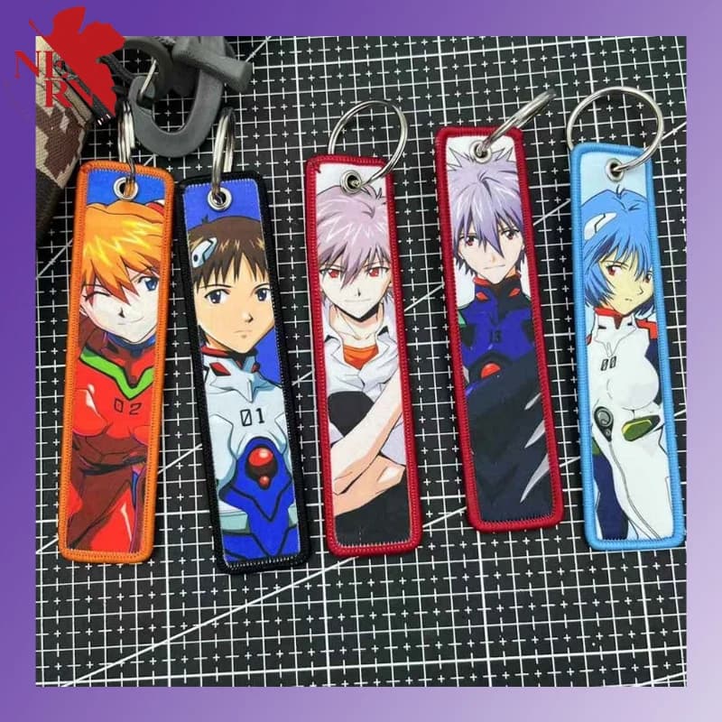 Portachiavi Evangelion Portachiavi con ricamo anime Motociclette Zaino per auto Chaveiro Portachiavi per amici Portachiavi di moda Regali