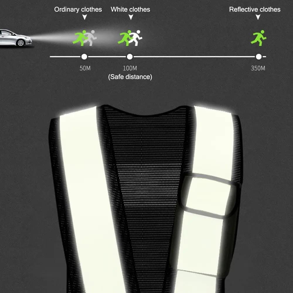 Gilet riflettente a forma di V Cinghie riflettenti a reticolo Tessuto a rete Abbigliamento di avvertimento Gilet di sicurezza per ciclismo da corsa Grenn luminoso