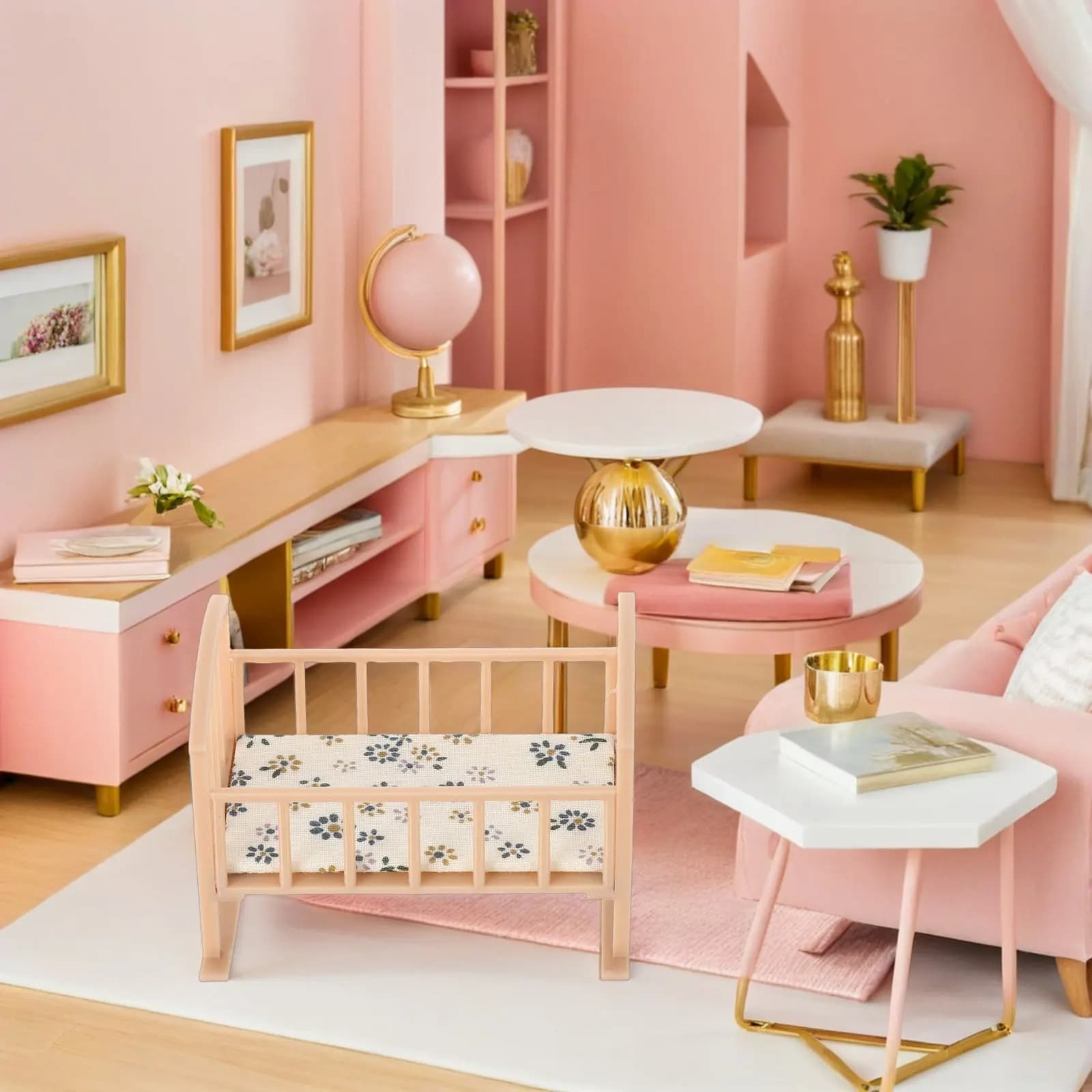 Lettino per Bambole in Miniatura, Modello Khaki, Ornamento per Casa delle Bambole, Culla per Bambini