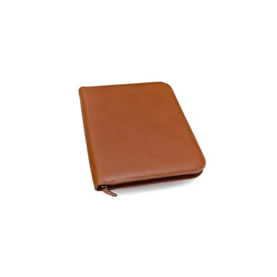 Folio executive per uso aziendale, in pelle premium color miele, con chiusura a zip, organizer per documenti, custodia per laptop, custodia per iPad