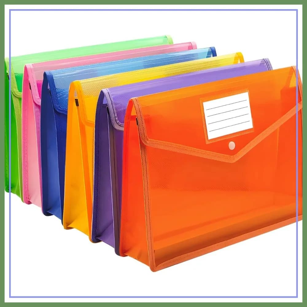 Cartella portadocumenti espandibile in plastica impermeabile, confezione da 6, grande capacità, formato Letter/A4, buste trasparenti per documenti