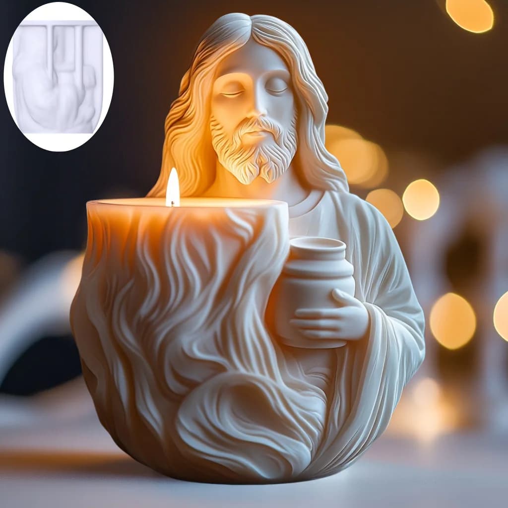 Nuovo Gesù Vaso di fiori piante grasse Stampo in silicone in resina Dio Gesù Dea Maria Scatola di immagazzinaggio tazza di candela Stampo in gesso portacandele