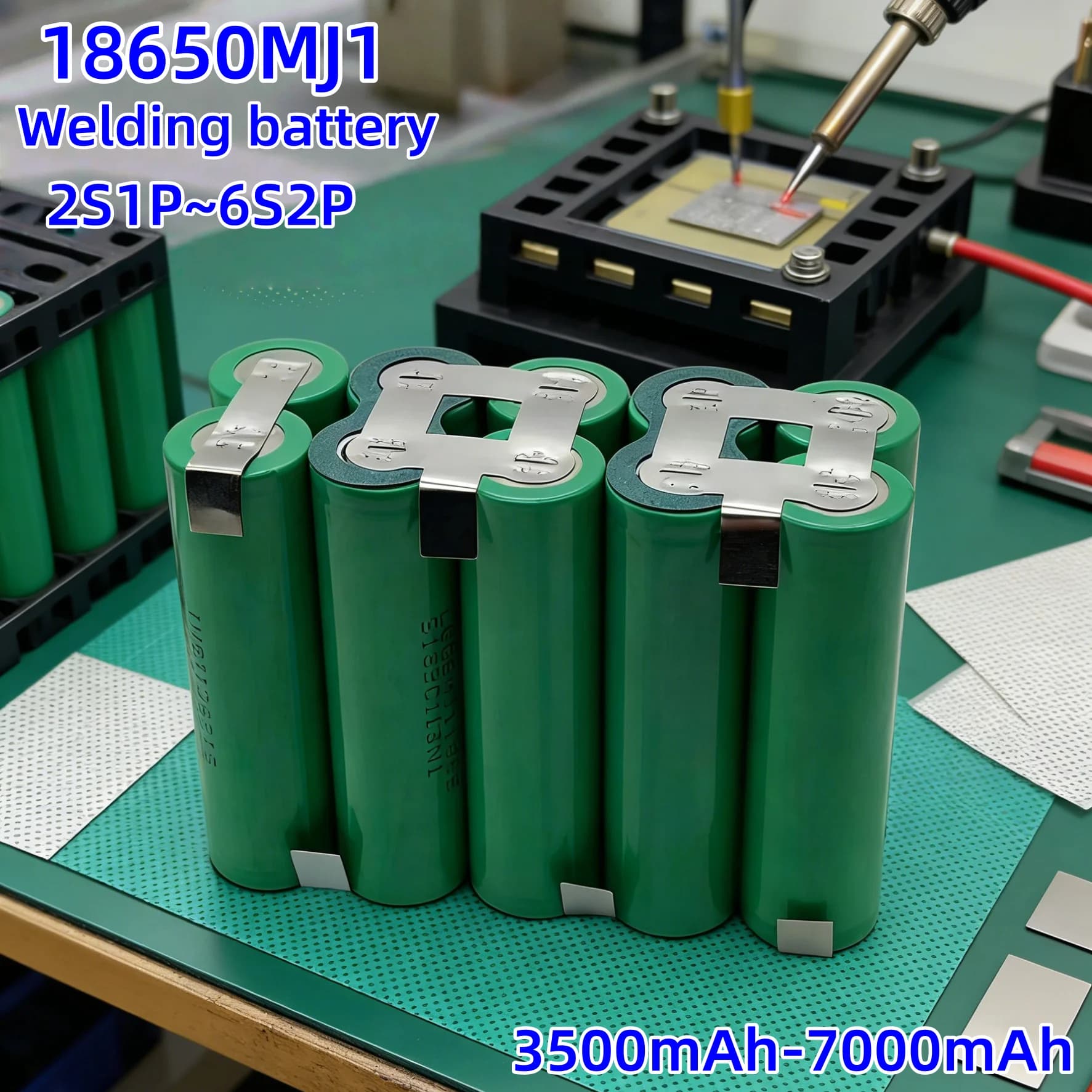 Pacco Batteria Li-ion 18650MJ1 3500mAh/7000mAh 10.8V-25.2V Saldato 2S1P 2S2P 3S1P 4S2P 5S1P 5S2P per Applicazioni ad Alta Corrente