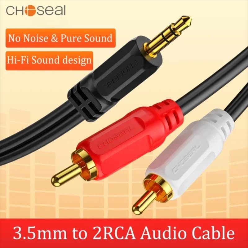 CHOSEAL 2RCA to 3.5mm Jack Audio AUX Cable Gold Plated for Smartphone MP3 DVD Player TV Home Theater Amplifier Car Stereo System