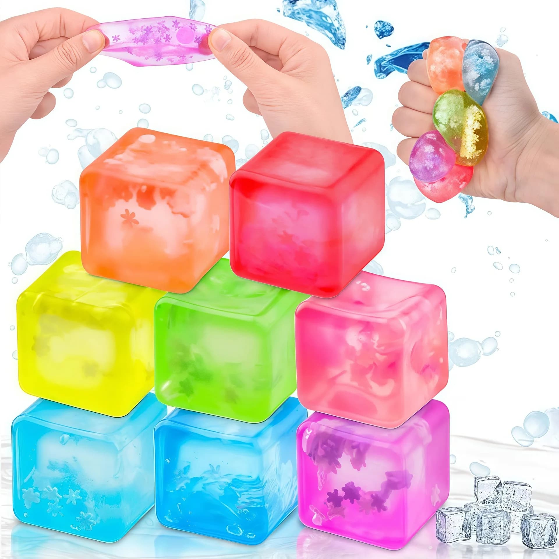 Palline Antistress Morbide a Forma di Cubetto di Ghiaccio alla Maltosio, Giocattoli Divertenti per Alleviare l'Ansia negli Adulti