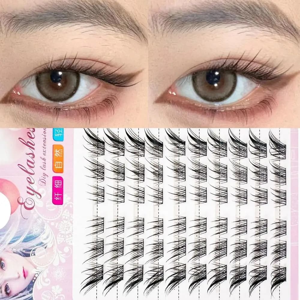 3D Cat Eye Cluster Eye Eye Eyelashes Natural Wraps Fake Eyelashes Extensions DIY C Curl Individual Eyelashes for Eyelash Extensions
