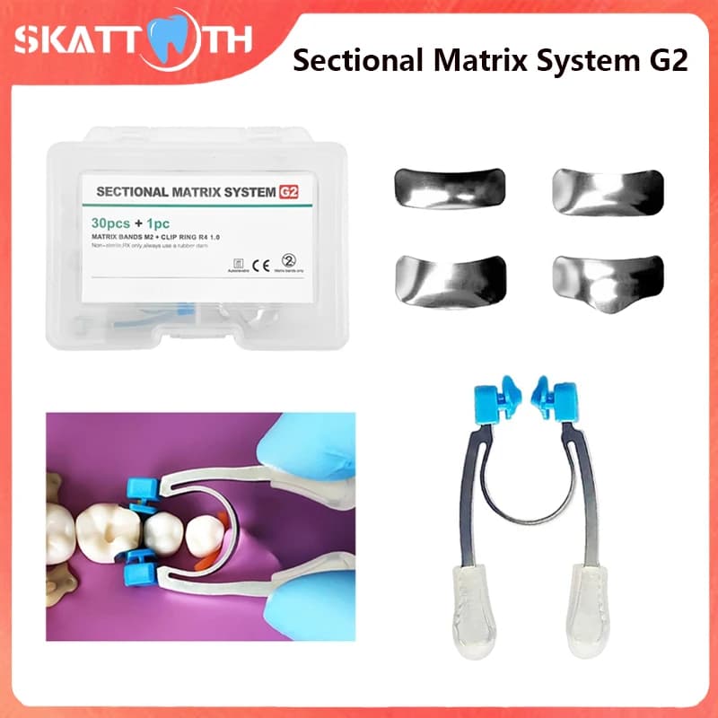 30Pc Dental Matrix Bands matrici metalliche sagomate sezionali Matrix Bands foglio di ricarica con Clip Ring Set G2 Dentist Tool