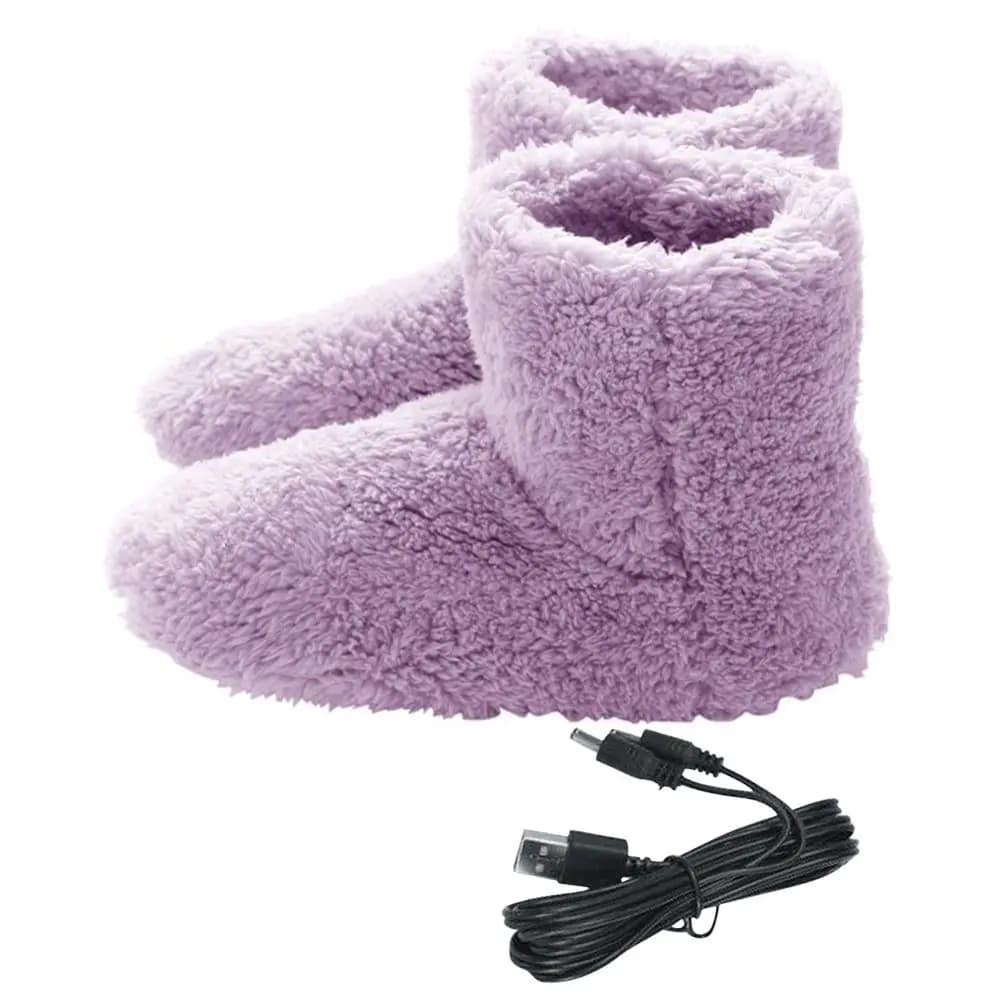 Scaldino USB Ricarica Autunno Inverno Gomma USB Scarpe riscaldanti elettriche Scarpe riscaldate elettriche Stivali da neve con pantofola elettrica