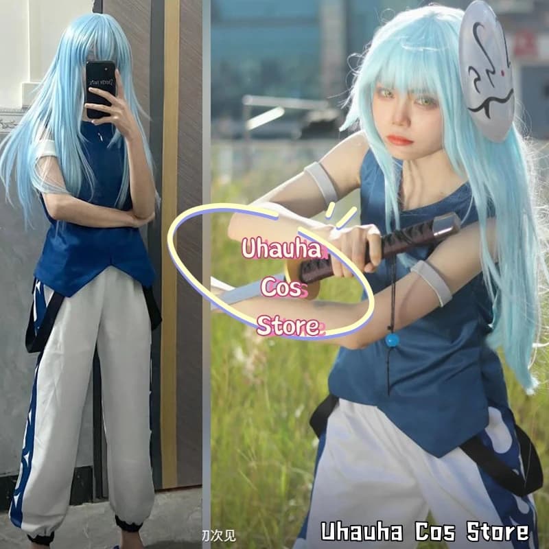 Uhauha Cos*/Rimuru Tempest Cosplay Anime That Time I Got Reincarnated Costume Halloween Trench Wig Mask As A Slime Cosplay