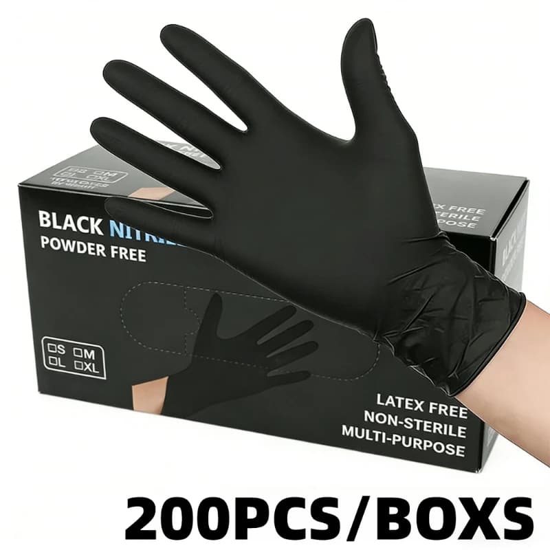 200 pezzi/2 scatole di guanti monouso in nitrile neri, multiuso, perfetti per la pulizia della cucina domestica, proteggono le mani dalla sporco